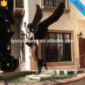 Hot sale art sculpture bronze lady with great wings fountain for garden decoration